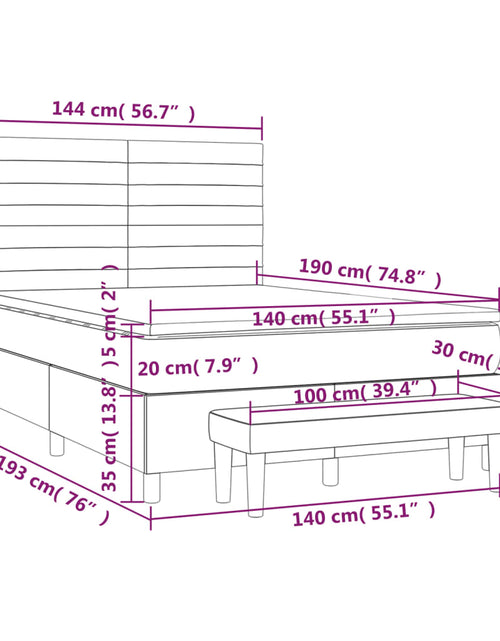 Загрузите изображение в средство просмотра галереи, Pat box spring cu saltea, gri închis, 140x190 cm, textil
