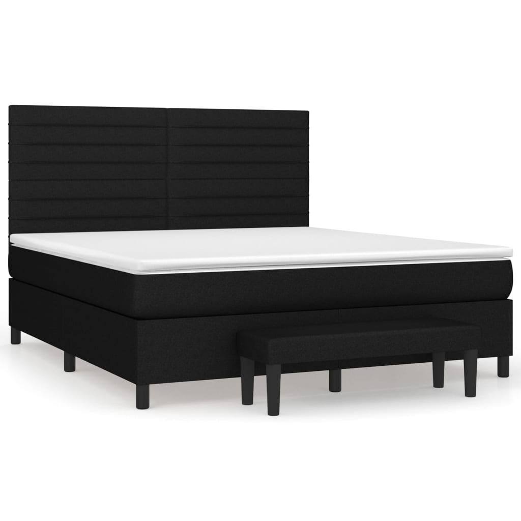 Pat box spring cu saltea, negru, 180x200 cm, catifea