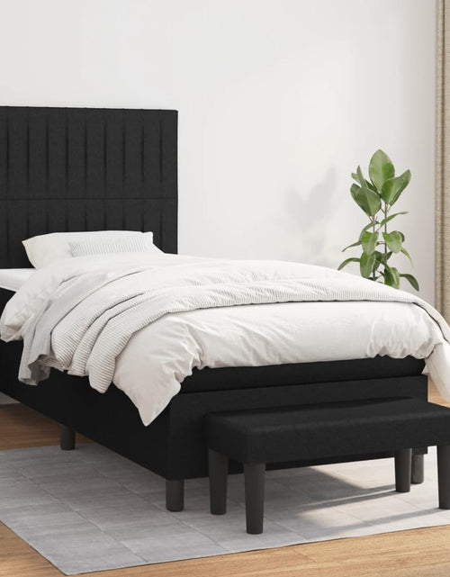 Încărcați imaginea în vizualizatorul Galerie, Pat box spring cu saltea, negru, 90x190 cm, textil
