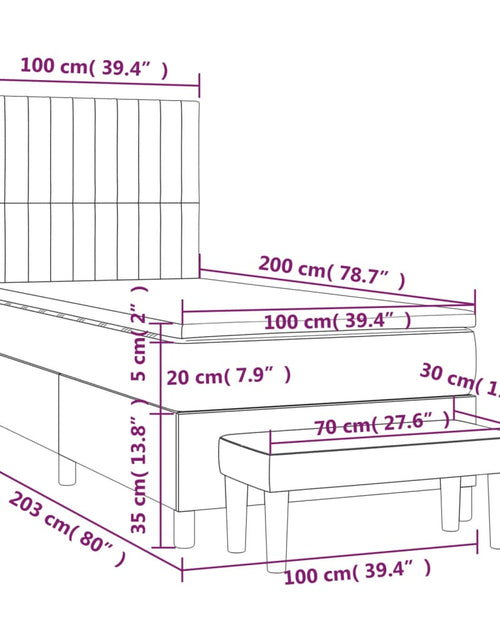 Încărcați imaginea în vizualizatorul Galerie, Pat box spring cu saltea, gri închis, 100x200 cm, textil
