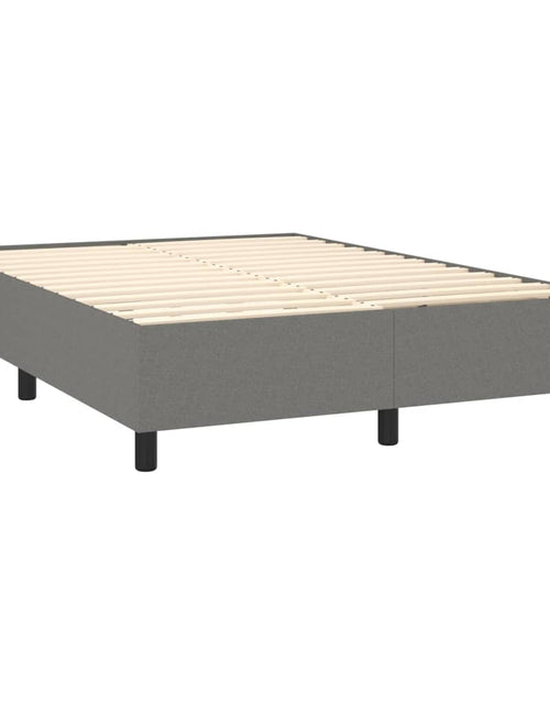 Загрузите изображение в средство просмотра галереи, Pat box spring cu saltea, gri închis, 140x190 cm, textil
