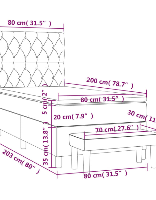 Загрузите изображение в средство просмотра галереи, Pat box spring cu saltea, maro închis, 80x200 cm, textil
