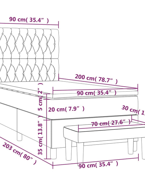 Загрузите изображение в средство просмотра галереи, Pat box spring cu saltea, gri închis, 90x200 cm, textil
