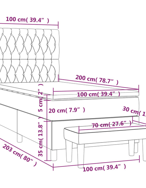 Загрузите изображение в средство просмотра галереи, Pat box spring cu saltea, gri închis, 100x200 cm, textil
