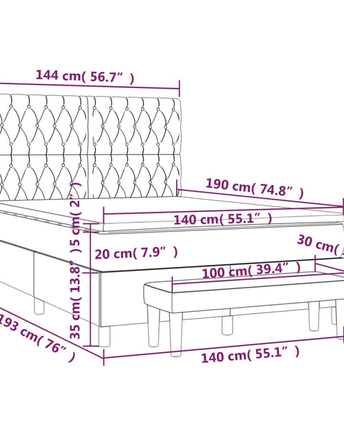 Încărcați imaginea în vizualizatorul Galerie, Pat box spring cu saltea, maro închis, 140x200 cm, textil
