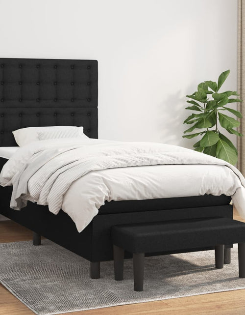 Încărcați imaginea în vizualizatorul Galerie, Pat box spring cu saltea, negru, 90x190 cm, textil
