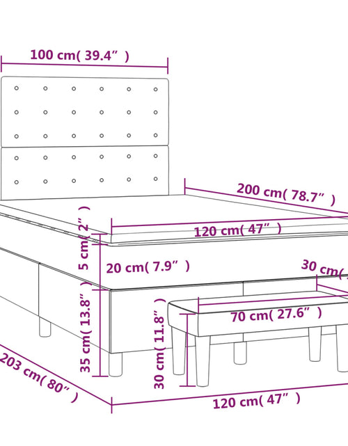 Загрузите изображение в средство просмотра галереи, Pat box spring cu saltea, crem, 120x200 cm, textil
