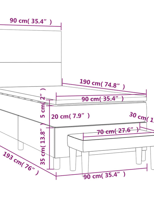 Загрузите изображение в средство просмотра галереи, Pat box spring cu saltea, gri închis, 90x190 cm, textil
