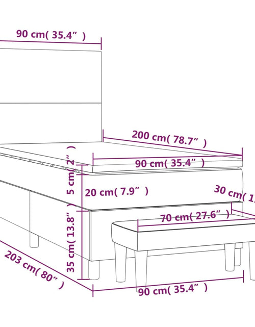 Загрузите изображение в средство просмотра галереи, Pat box spring cu saltea, gri deschis, 90x200 cm, textil
