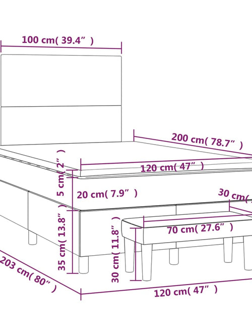 Încărcați imaginea în vizualizatorul Galerie, Pat box spring cu saltea, gri închis, 120x200 cm, textil
