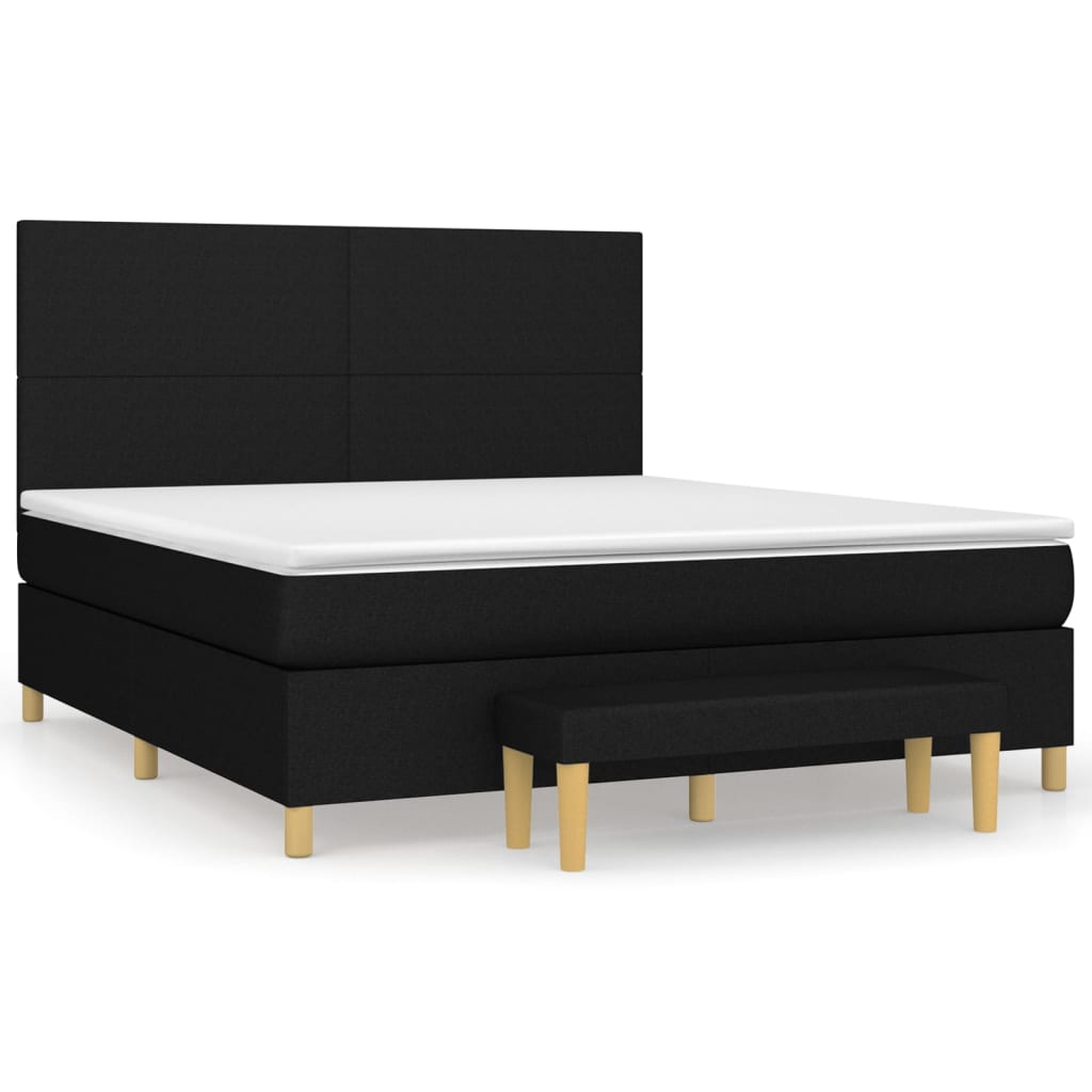 Pat box spring cu saltea, negru, 180x200 cm, catifea