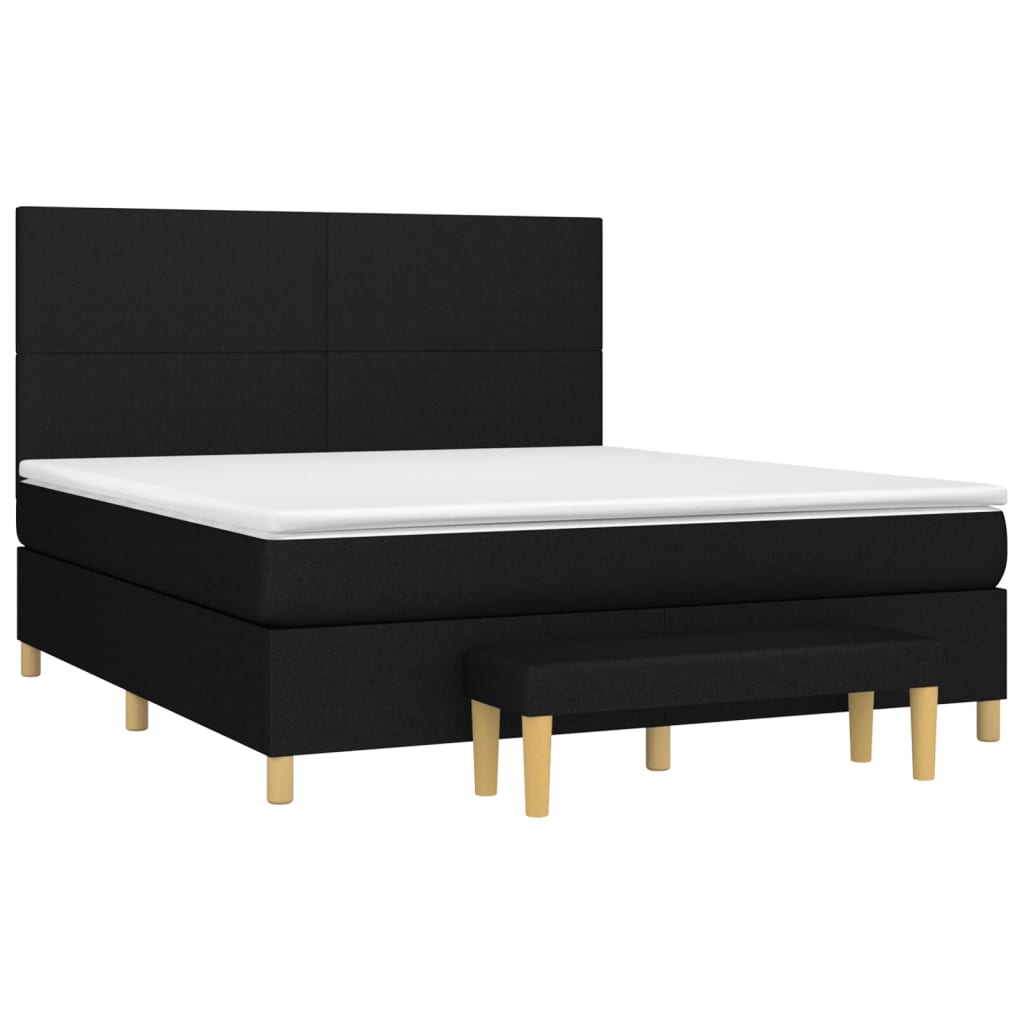 Pat box spring cu saltea, negru, 180x200 cm, catifea