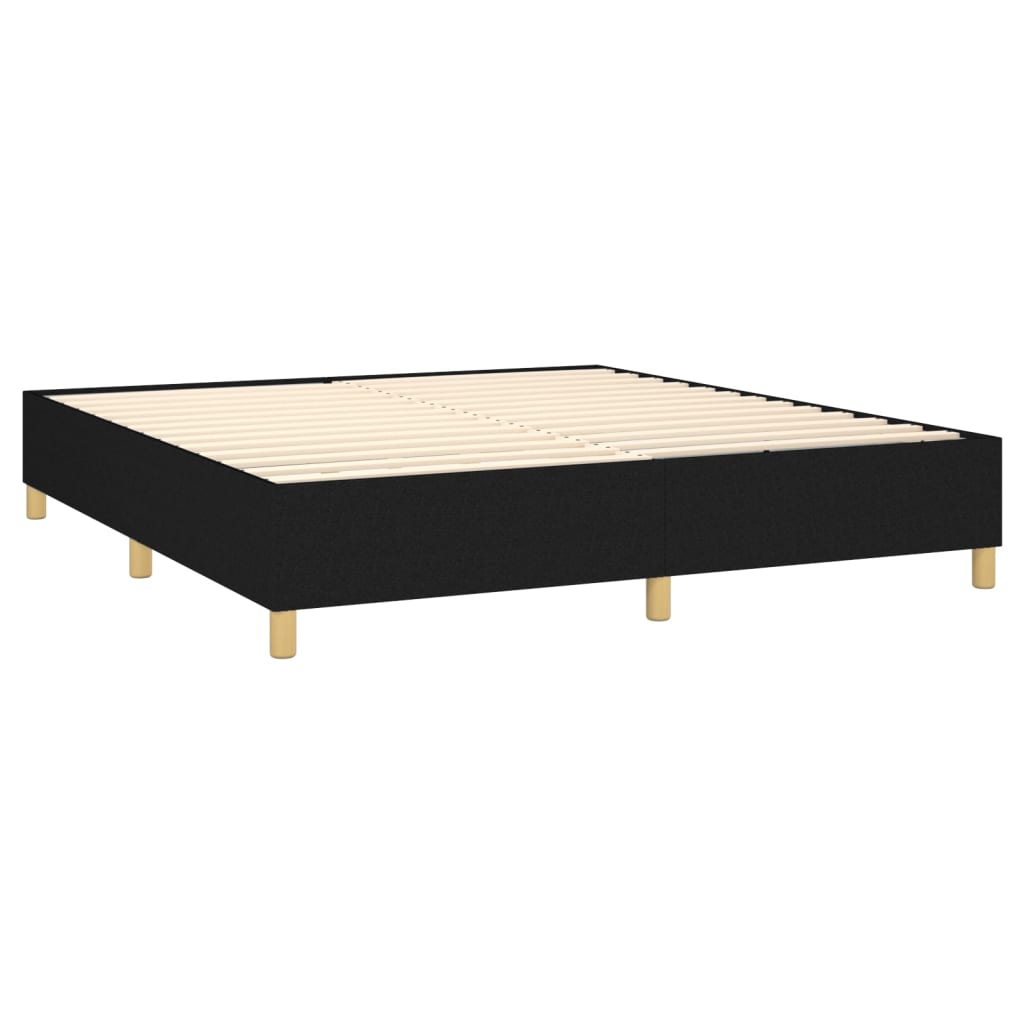 Pat box spring cu saltea, negru, 180x200 cm, catifea