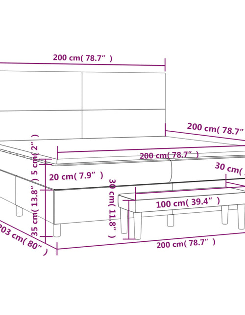 Încărcați imaginea în vizualizatorul Galerie, Pat box spring cu saltea, gri închis, 200x200 cm, textil
