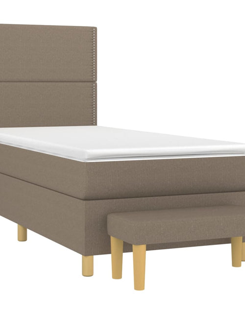 Загрузите изображение в средство просмотра галереи, Pat box spring cu saltea, gri taupe, 80x200 cm, textil
