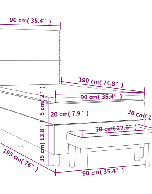 Загрузите изображение в средство просмотра галереи, Pat box spring cu saltea, albastru, 90x190 cm, textil
