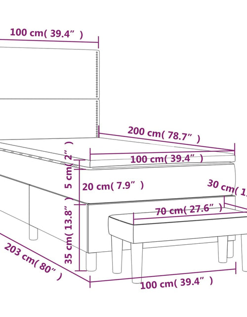 Încărcați imaginea în vizualizatorul Galerie, Pat box spring cu saltea, gri închis, 100x200 cm, textil
