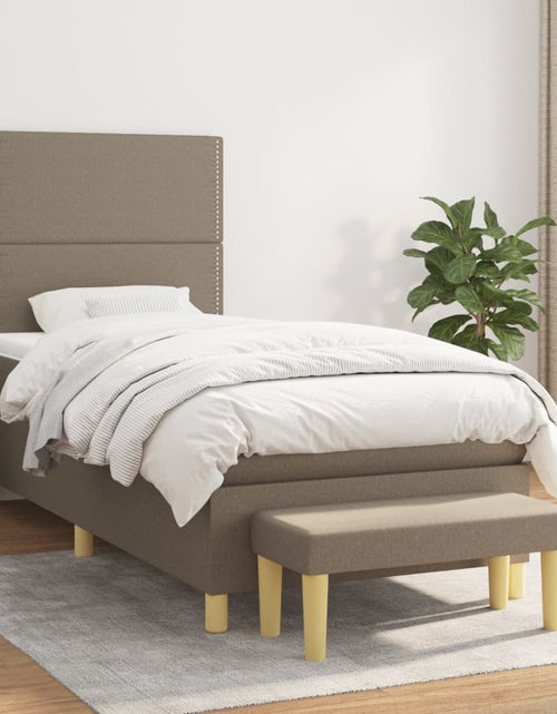 Încărcați imaginea în vizualizatorul Galerie, Pat box spring cu saltea, gri taupe, 100x200 cm, textil
