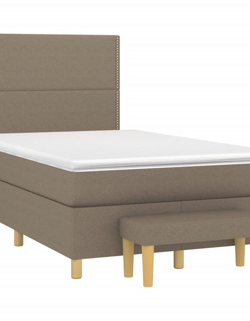 Загрузите изображение в средство просмотра галереи, Pat box spring cu saltea, gri taupe, 120x200 cm, textil
