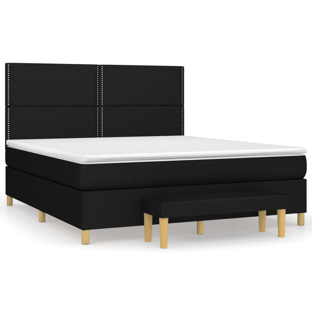 Pat box spring cu saltea, negru, 180x200 cm, catifea