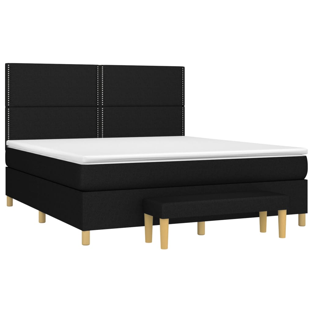 Pat box spring cu saltea, negru, 180x200 cm, catifea