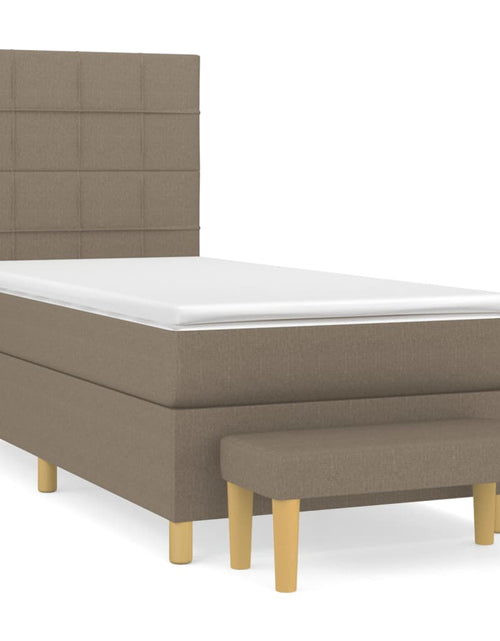 Загрузите изображение в средство просмотра галереи, Pat box spring cu saltea, gri taupe, 80x200 cm, textil
