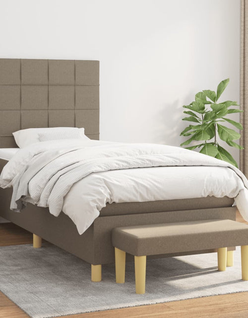 Загрузите изображение в средство просмотра галереи, Pat box spring cu saltea, gri taupe, 80x200 cm, textil
