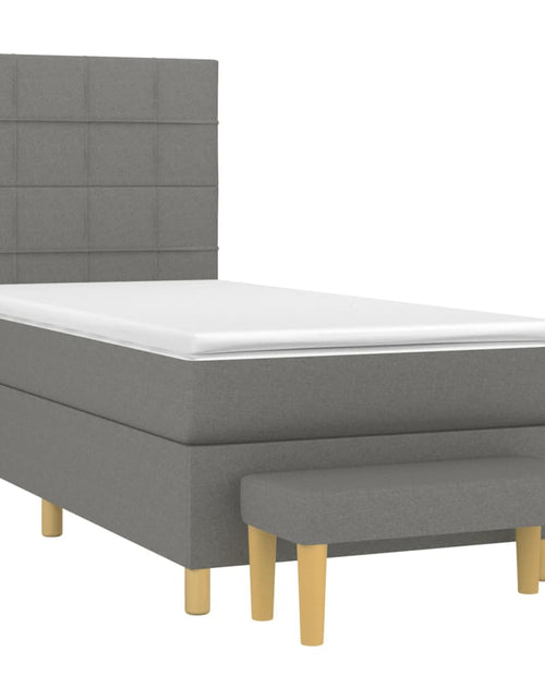 Загрузите изображение в средство просмотра галереи, Pat box spring cu saltea, gri închis, 90x190 cm, textil
