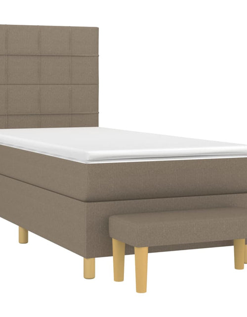 Încărcați imaginea în vizualizatorul Galerie, Pat box spring cu saltea, gri taupe, 90x190 cm, textil
