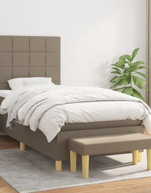 Încărcați imaginea în vizualizatorul Galerie, Pat box spring cu saltea, gri taupe, 90x190 cm, textil
