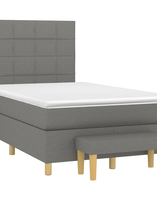 Загрузите изображение в средство просмотра галереи, Pat box spring cu saltea, gri închis, 120x200 cm, textil
