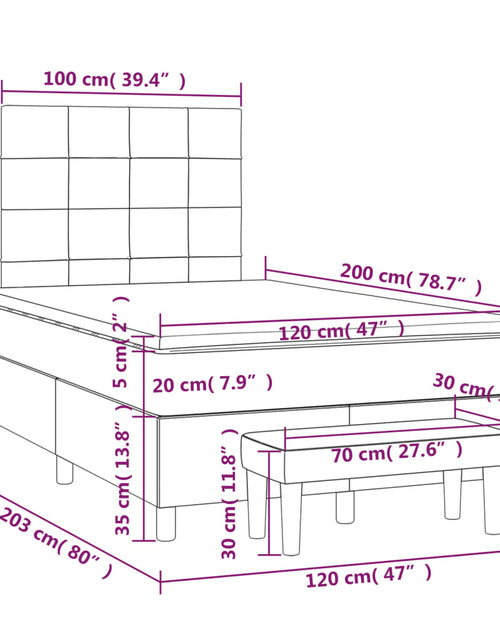 Загрузите изображение в средство просмотра галереи, Pat box spring cu saltea, gri închis, 120x200 cm, textil
