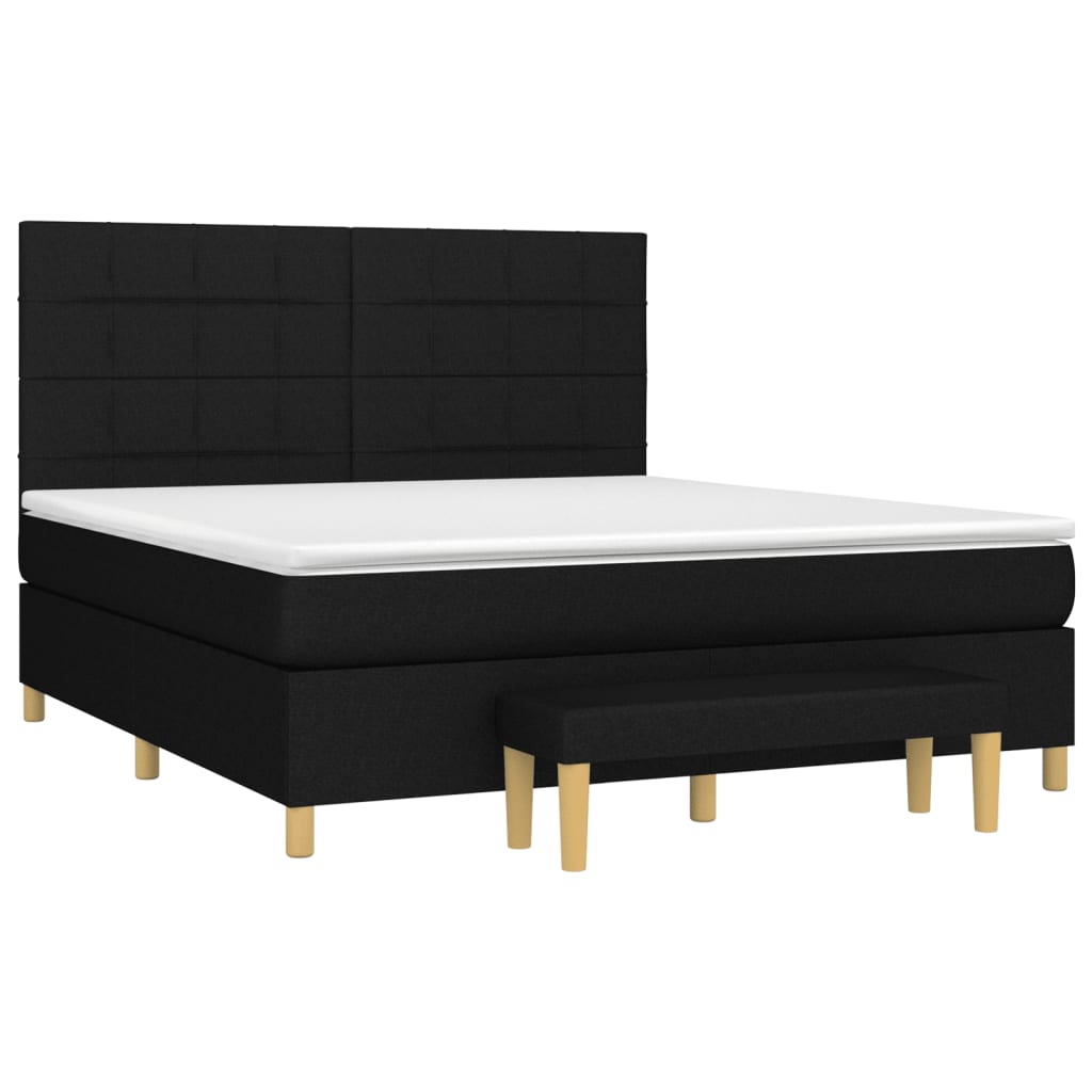 Pat box spring cu saltea, negru, 180x200 cm, catifea