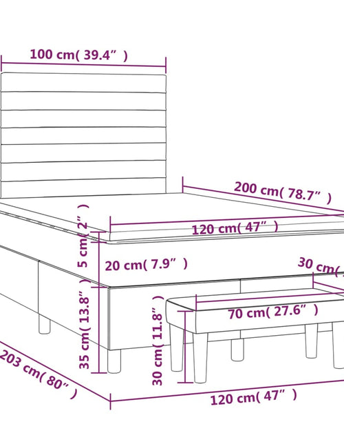 Загрузите изображение в средство просмотра галереи, Pat box spring cu saltea, gri închis, 120x200 cm, textil
