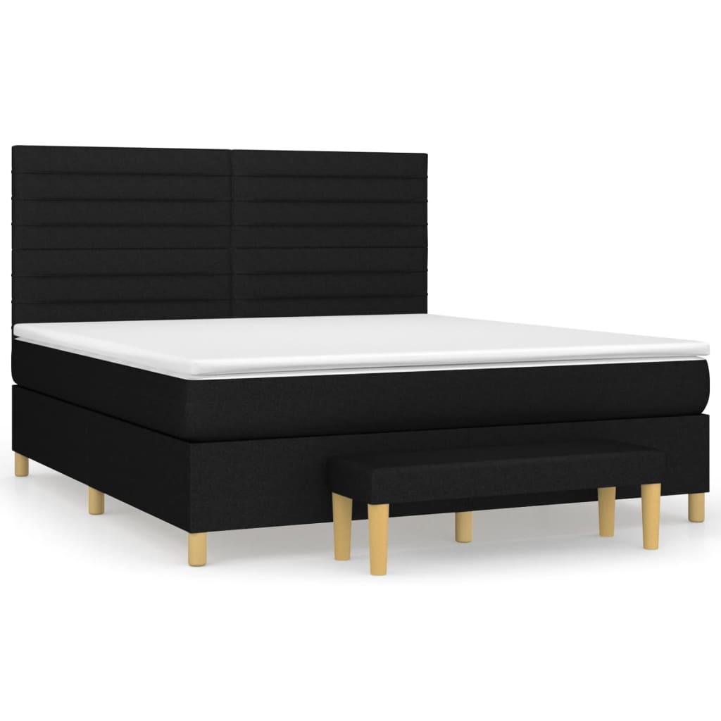 Pat box spring cu saltea, negru, 180x200 cm, catifea