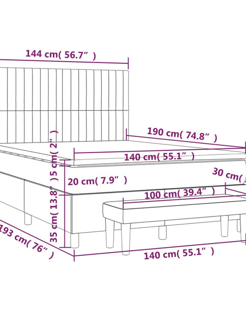 Încărcați imaginea în vizualizatorul Galerie, Pat box spring cu saltea, maro închis, 140x200 cm, textil

