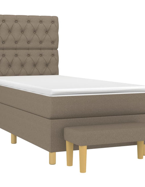 Загрузите изображение в средство просмотра галереи, Pat box spring cu saltea, gri taupe, 80x200 cm, textil
