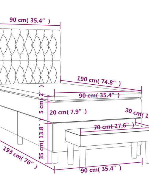 Загрузите изображение в средство просмотра галереи, Pat box spring cu saltea, gri închis, 90x190 cm, textil
