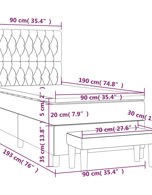 Загрузите изображение в средство просмотра галереи, Pat box spring cu saltea, gri taupe, 90x190 cm, textil
