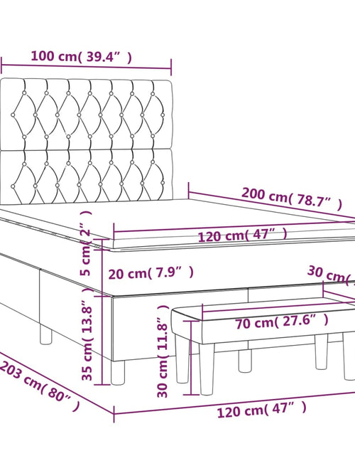 Загрузите изображение в средство просмотра галереи, Pat box spring cu saltea, albastru, 120x200 cm, textil
