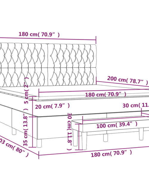 Загрузите изображение в средство просмотра галереи, Pat box spring cu saltea, gri închis, 180x200 cm, textil
