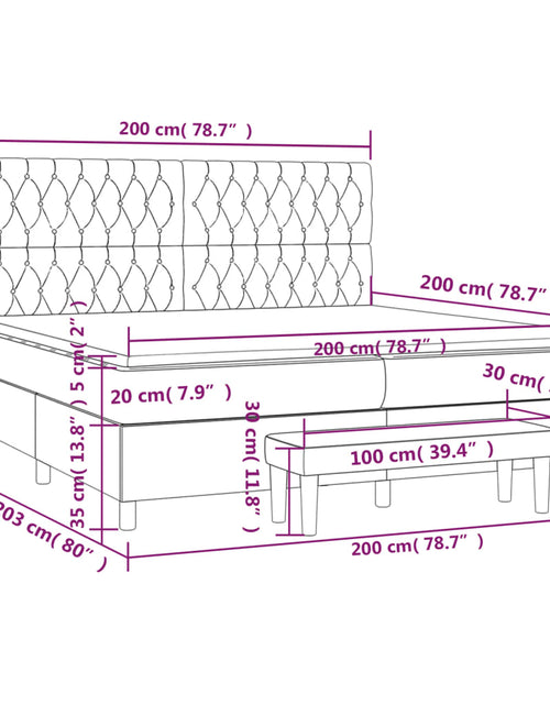 Загрузите изображение в средство просмотра галереи, Pat box spring cu saltea, gri închis, 200x200 cm, textil
