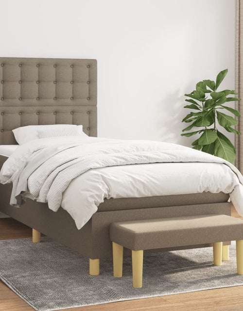 Загрузите изображение в средство просмотра галереи, Pat box spring cu saltea, gri taupe, 80x200 cm, textil
