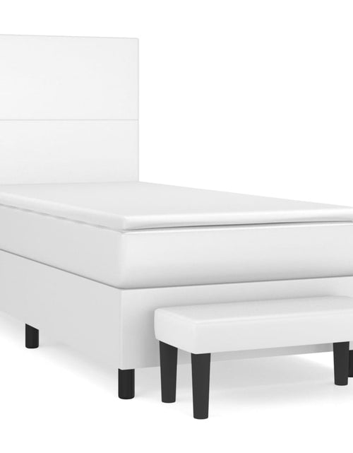 Încărcați imaginea în vizualizatorul Galerie, Pat box spring cu saltea, alb, 80x200 cm, piele ecologică
