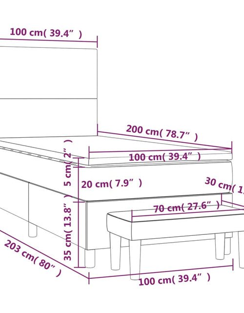 Încărcați imaginea în vizualizatorul Galerie, Pat box spring cu saltea, gri, 100x200 cm, piele ecologică
