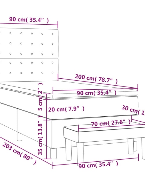 Загрузите изображение в средство просмотра галереи, Pat box spring cu saltea, alb, 90x200 cm, piele ecologică
