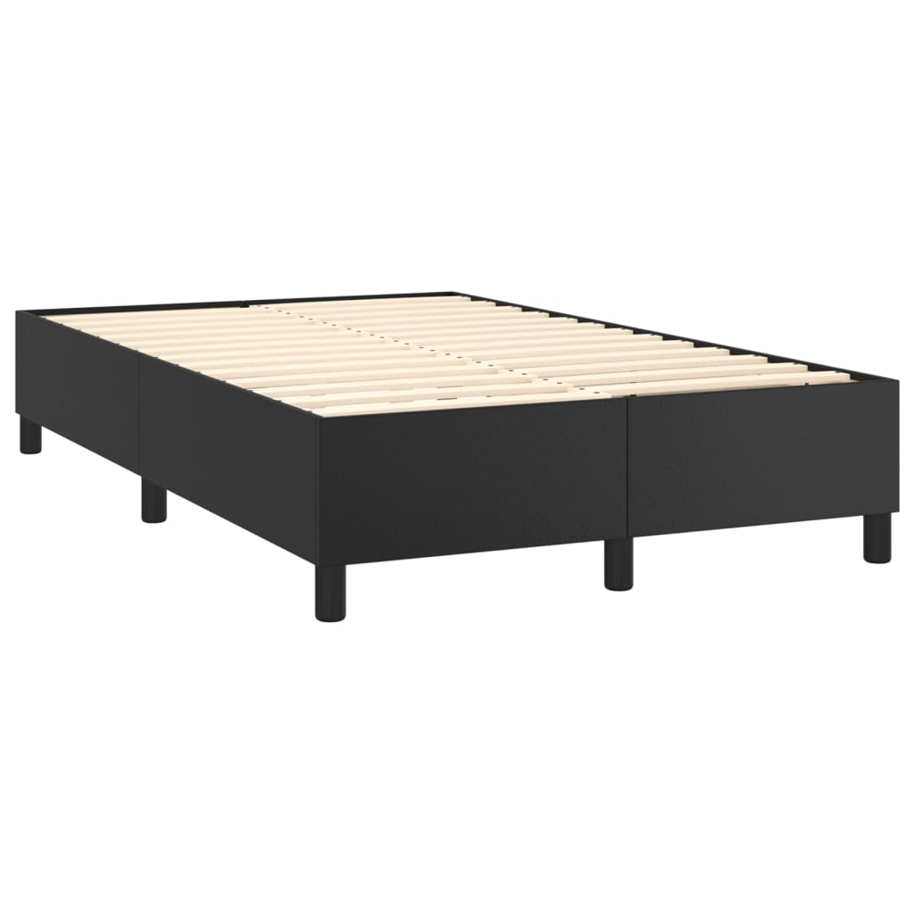 Pat continental cu saltea, negru, 120x200 cm, piele ecologică