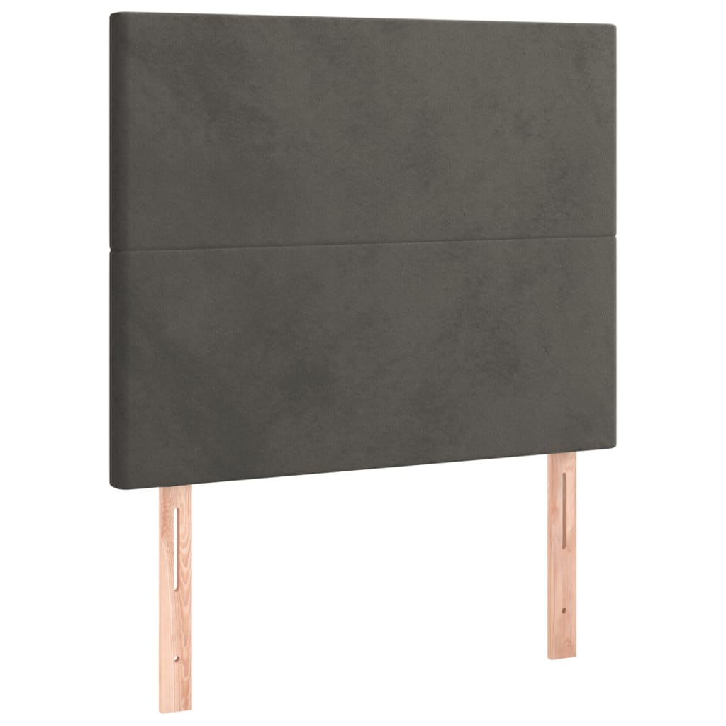 Pat box spring cu saltea, gri închis, 100x200 cm, catifea