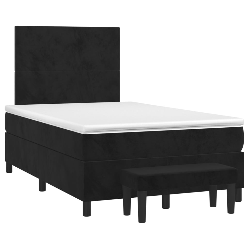 Pat box spring cu saltea, negru, 120x200 cm, catifea