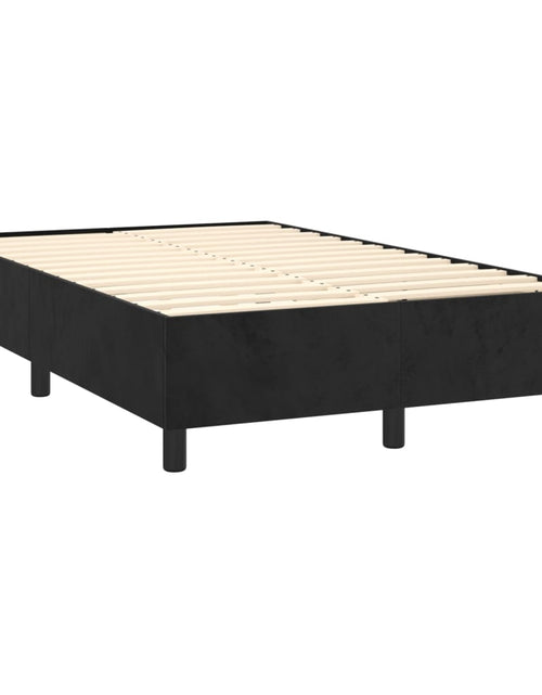 Загрузите изображение в средство просмотра галереи, Pat box spring cu saltea, negru, 120x200 cm, catifea
